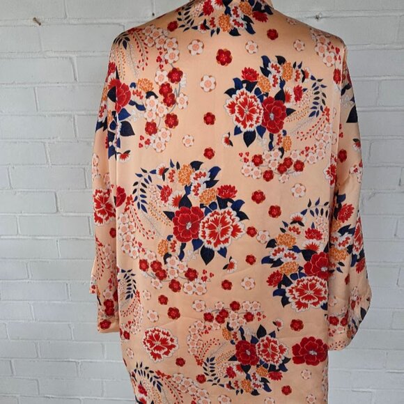 Violet & Claire Floral Kimono Style Jacket/Shirt- Large- Floral Dressing Coat - Picture 9 of 13